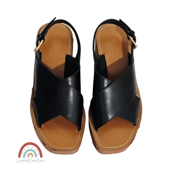 New! Madewell The Amee Wedge Sandal Leather Jute Platform Chunky Heel - Picture 8 of 14